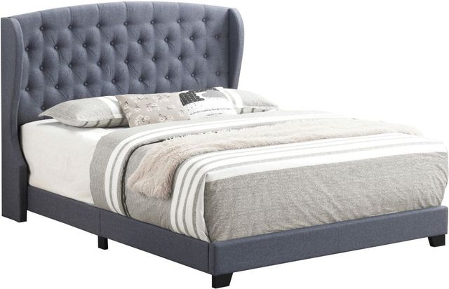 Coaster® Gunmetal Krome Full Upholstered Bed With Demi-Wing Headboard-0