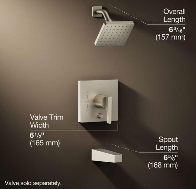 KOHLER® Honesty® Rite-Temp® Vibrant Brushed Nickel 2.5 GPM Bath and Shower Trim Kit with Push-Button Diverter-2