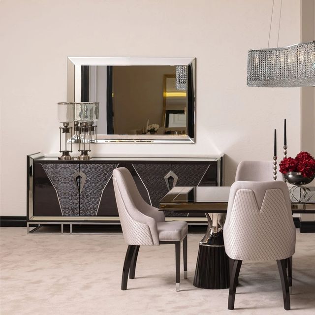 Michael Amini® Carmela Glossy Charcoal Sand Console Table-1