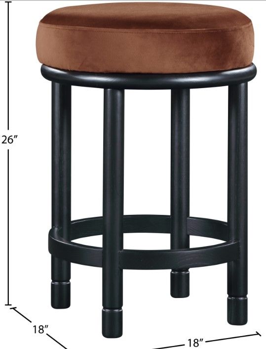 Meridian Furniture Monette Cognac/Black Upholstered Counter Stool-4