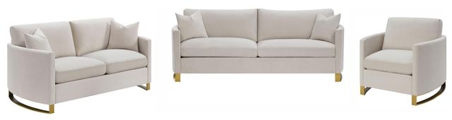 Coaster® Corliss 3-Piece Beige Upholstered Arched Arm Sofa Set-0