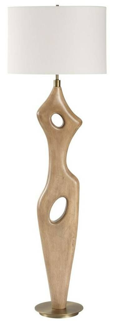 Uttermost® Almyra Aged Driftwood Floor Lamp with Antique Brass Accents-0
