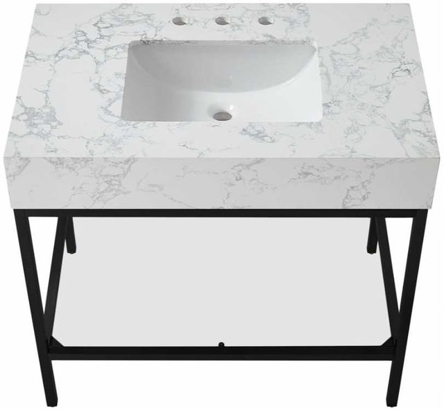 Meridian Furniture Marmo White/Matte Black 36" Bathroom Vanity-2