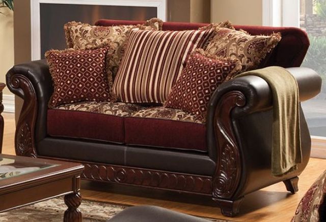 Furniture of America® Franklin 2-Piece Burgundy/Espresso Set-1