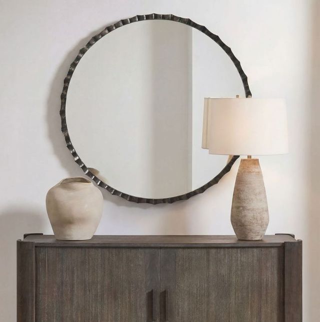 Uttermost® Grander Charcoal Round Mirror-1