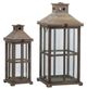 A & B Home Graca 2-Piece Brown Square Temple Garden Candle Lantern Set-0