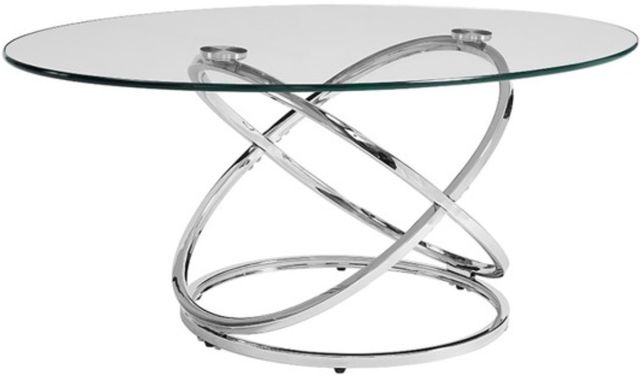 Bernards Atomic 3-Piece Glass Top Occasional Table with Metal Base Set-2
