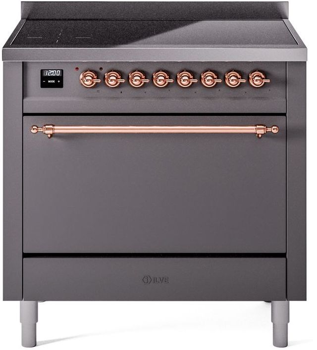 Ilve® Nostalgie II Series 36" Graphite Matte Pro Style Induction Range-0