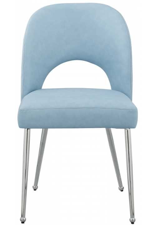 Meridian Furniture Logan Light Blue/Chrome Velvet Dining Side Chair-1
