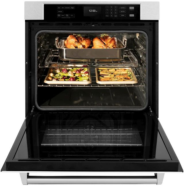 ZLINE Professional 30" Satin Stainless Steel Single Electric Wall Oven with White Matte Door-1