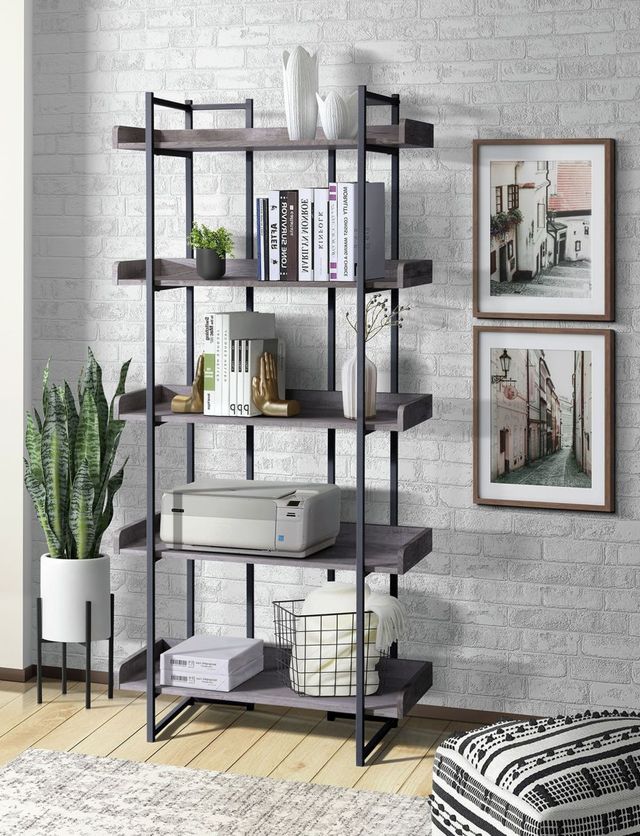 Elements International Preston Gray Bookshelf-3