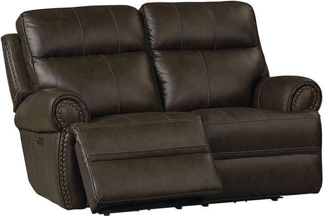 Bassett® Furniture Club Level Claremont Java Leather Power Reclining Loveseat-1