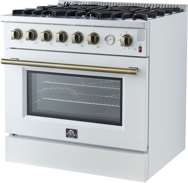 FORNO® Marco Series Alta Qualita 36" White Pro Style Gas Range-2