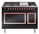 Ilve® Nostalgie II Noblesse 48'' Glossy Black Pro Style Dual Fuel Range with Copper Trim-0