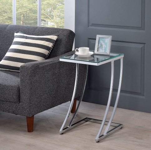 Coaster® Cayden Glass Top Accent Table with Chrome Metal Base-1