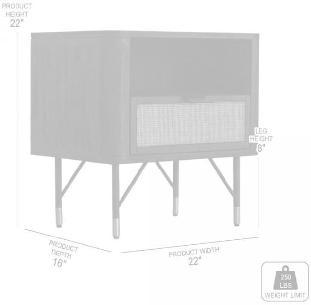 Armen Living Saratoga Black/Brown Nightstand -2