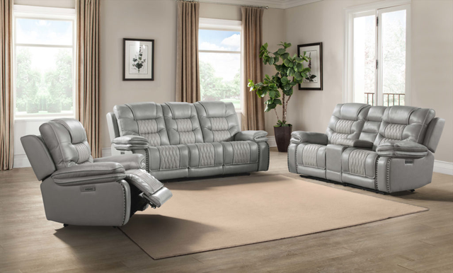 Intercon Cody 3-Piece Light Gray Dual-Power Sectional Loveseat -3