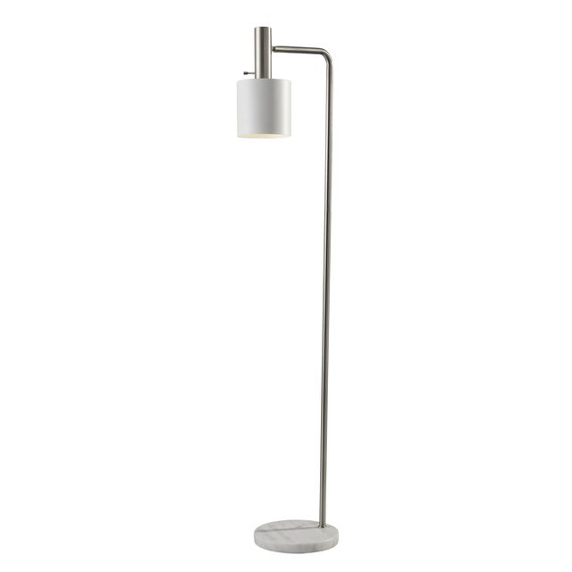 Adesso® Emmett Brushed Steel And White Floor Lamp-0
