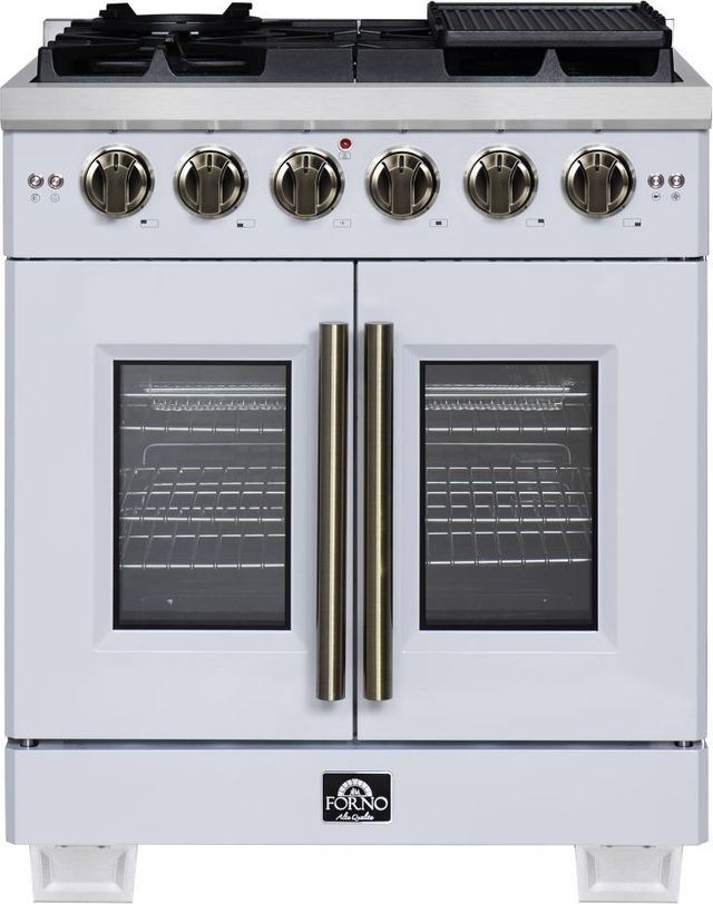 FORNO® Capriasca Series Alta Qualita 30" White Pro Style Gas Range-0
