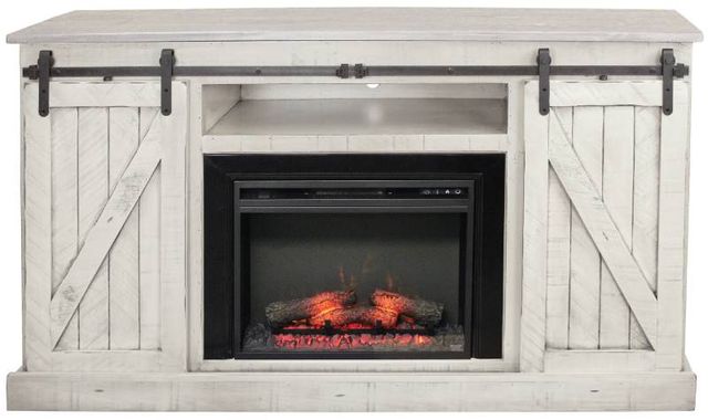 American Heartland Manufacturing Rustic White Tall Provincial Fireplace Console-1