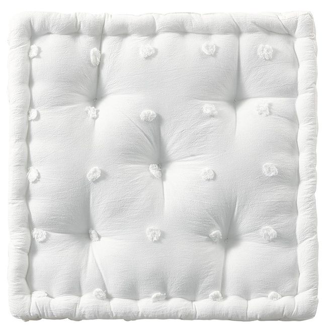 Olliix by Urban Habitat Brooklyn Ivory 20"x"20x"5" Cotton Jacquard Square Floor Pillow Cushion-0