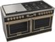 Fulgor Milano® Evoque 400 Series 60" Matte Black Pro Style Dual Fuel Hybrid Range with Brushed Brass Trim -1