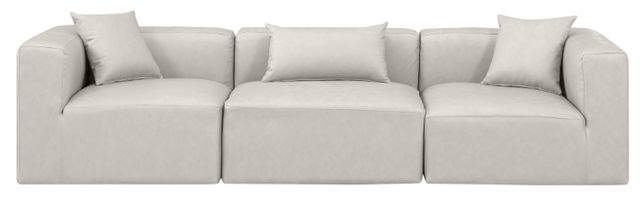 Meridian Furniture Cube 3-Piece Cream Leather Modular Sofa-1