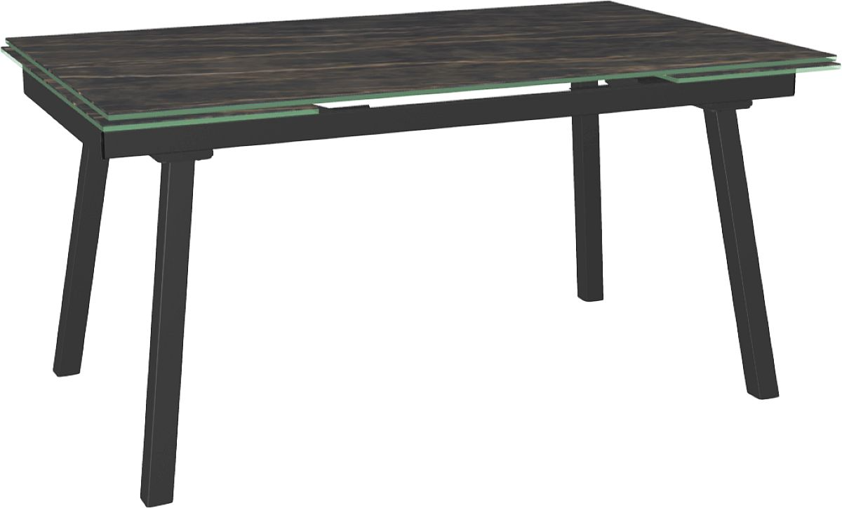 Amisco Customizable Lewis 91" Rectangular Extendable Table with 0.5" Italian Porcelain on Glass Top and 2 Leaves
