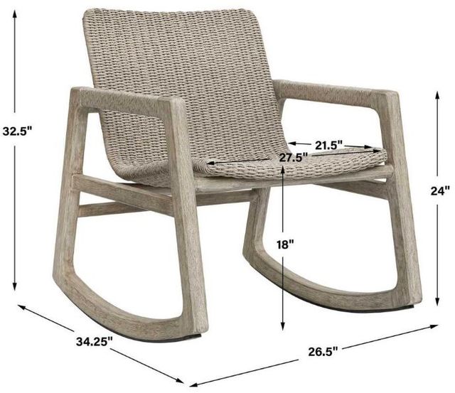 Uttermost® Sumba Cerused Wheat Wicker/Wooden Outdoor Rocking Chair-4