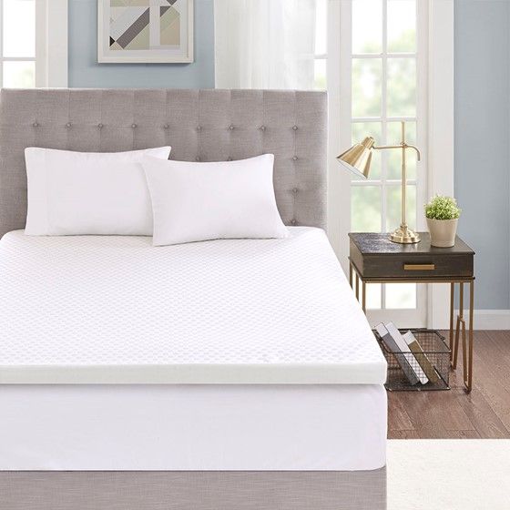 Olliix by Sleep Philosophy White Hypoallergenic 3" Cooling Gel Memory Foam Queen Mattress Topper-2