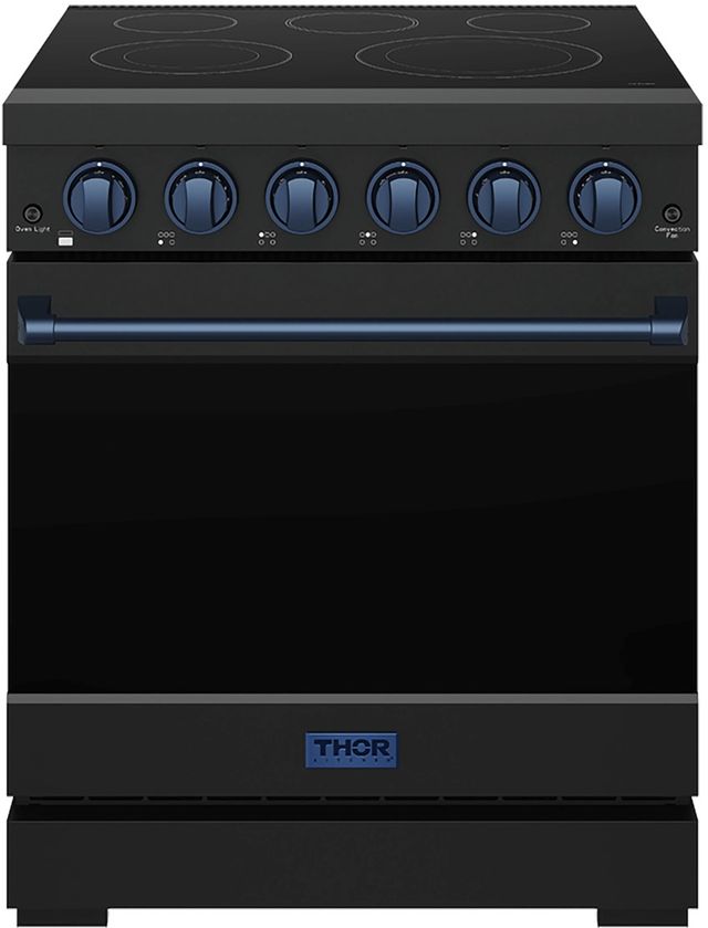 Thor Kitchen 30" Black Pro Style Electric Range with Precision Knob Control & Blue Hardware-0