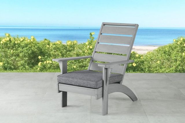 Linon Rockport Gray Fabric/Wooden Outdoor Chair-1