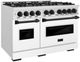 ZLINE Classic Autograph Edition 48" Satin Stainless Steel Pro Style Gas Range with White Matte Door and Matte Black Accents-2