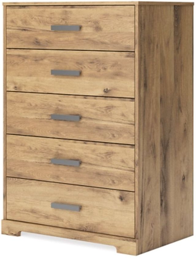 Signature Design by Ashley® Larstin Golden Rustic Five Drawer Chest-2
