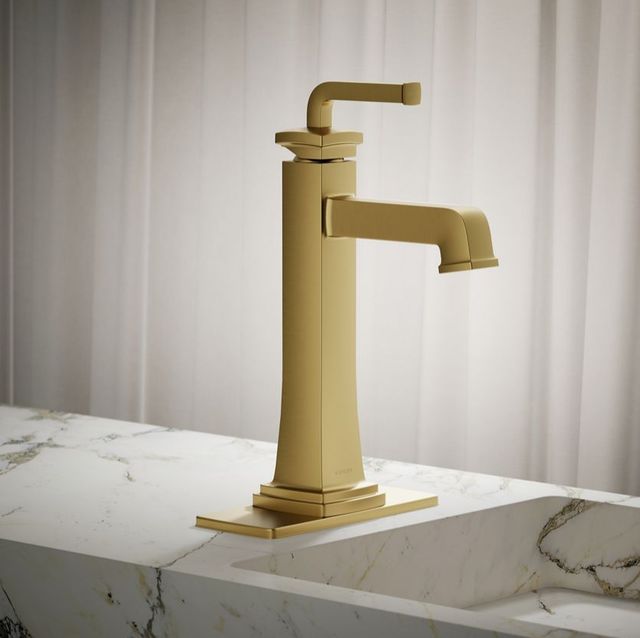 KOHLER® Riff® Vibrant Brushed Moderne Brass Bathroom Sink Faucet-3