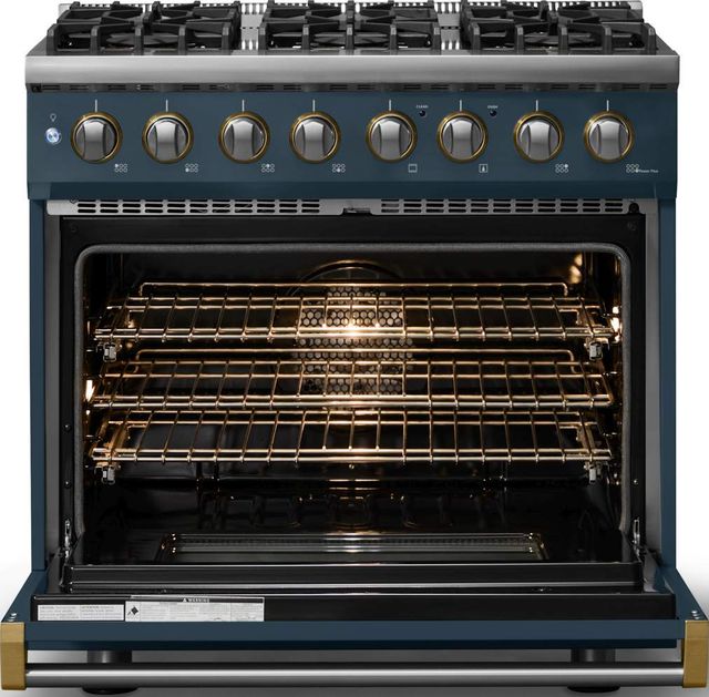 Viking® 5 Series 36" Squall Pro Style Dual Fuel (NG) Range with Brushed Brass Trim-1