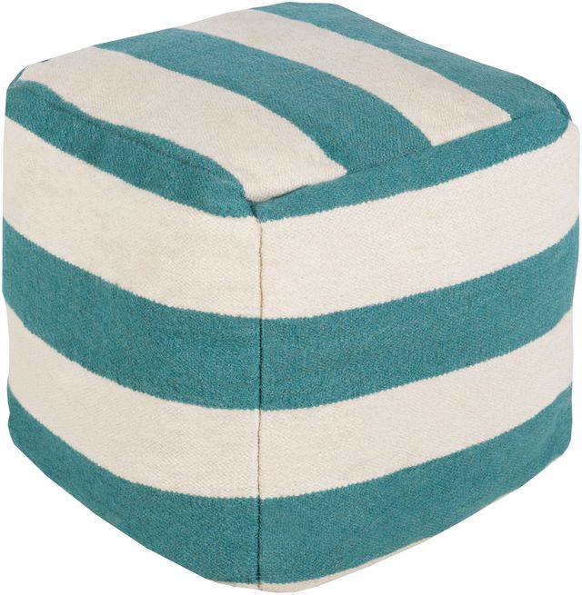 Surya New Frontier Teal/Cream Pouf-0