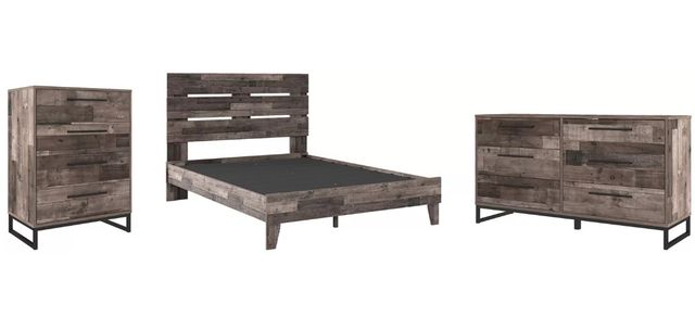 Signature Design by Ashley® Neilsville 3-Piece Multi Gray Queen Platform Bed Set-0