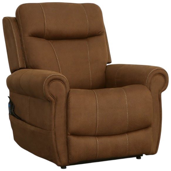 Flexsteel® Stewart Amber Brown Power Lift Recliner with Power Headrest and Lumbar-0