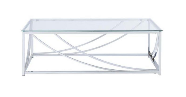 Coaster® Lille Glass Top Chrome Rectangular Coffee Table Accents-1