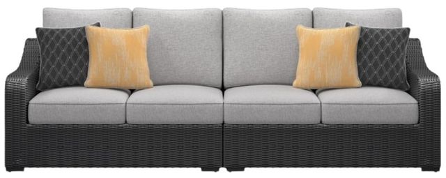 Signature Design by Ashley® Beachcroft 6-Piece Black/Light Gray Fabric/Natural Materials L-Shape Outdoor Sectional-3