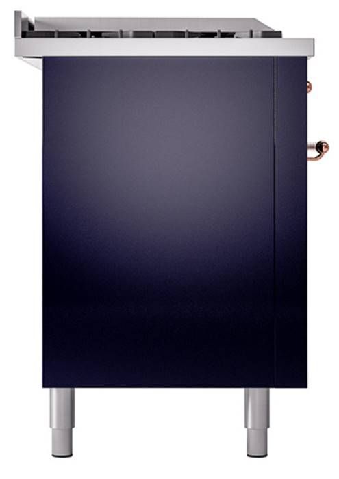 Ilve® Nostalgie II Noblesse 60'' Midnight Blue Pro Style Dual Fuel Range with Copper Trim-2