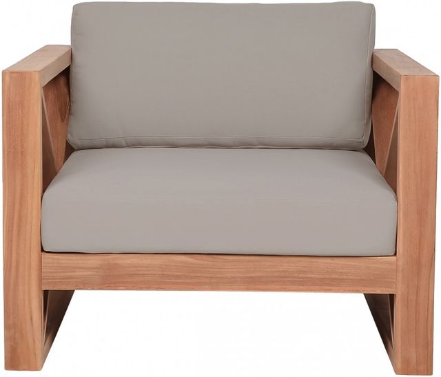 Meridian Furniture Anguill Gray Fabric/Teak Outdoor Accent Chair-2