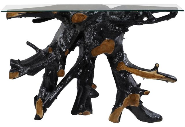 Deco Marche U Select Glass Top Console Table with Black Base-0