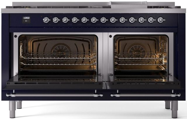 Ilve® Nostalgie II Series 60" Midnight Blue Pro Style Dual Fuel Range-1