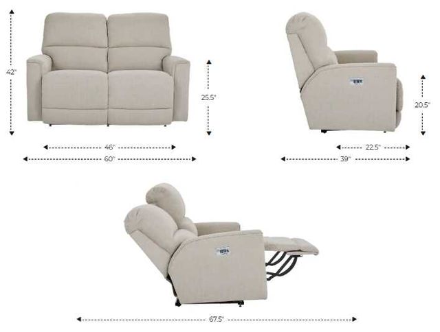 La-Z-Boy® Cade Pebble Power Reclining Loveseat with Headrest and Lumbar-2