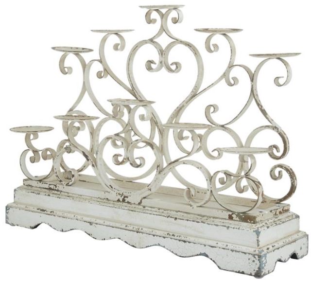 Deco Marche 10-Plate White Scroll Pillar Candelabra-1