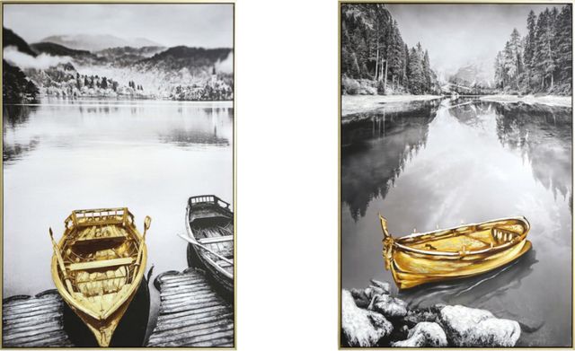 Classy Living 2-Piece Golden Serenity Reflections Wall Art Set-0