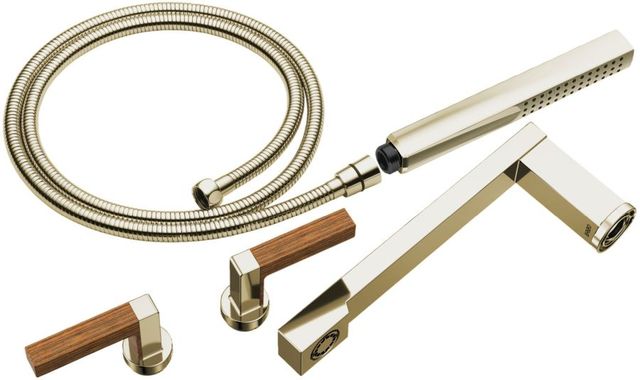 Brizo Frank Lloyd Wright® Brilliance® Polished Nickel/Wood 2-Handle Tub Filler Trim Kit with Lever Handles-0