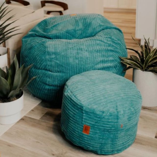 CordaRoy's® Sky Terry Corduroy Pouf Footstool-1